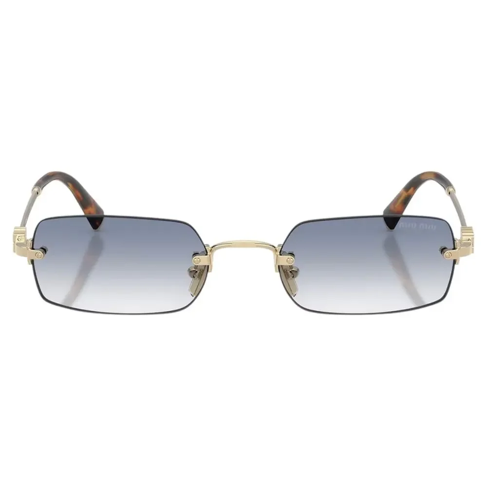 New MIU MIU Sunglasses Gold Blue Gradient Rectangle Square MIU MIU